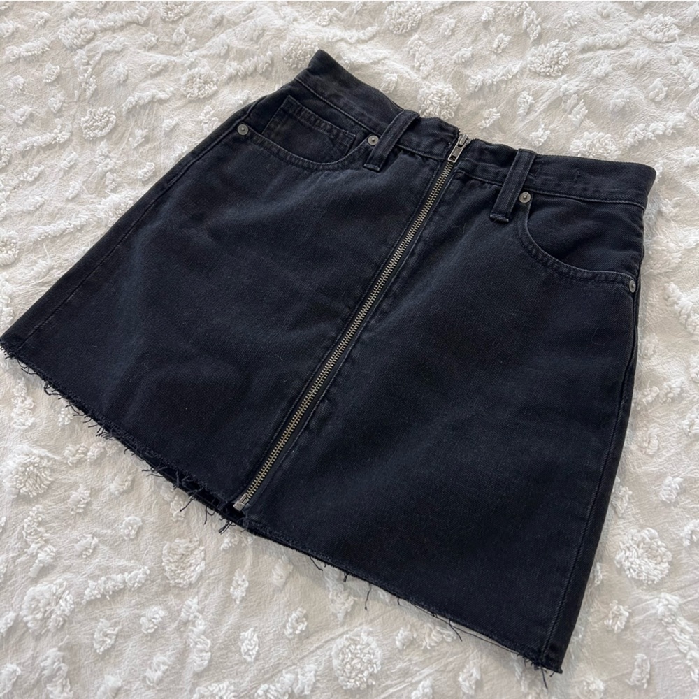 Madewell Black Denim A-Line Skirt